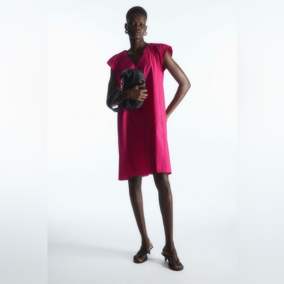 COS Smocked V-Neck Mini Dress - Picture 2 of 11